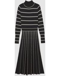 Reiss - Amber Stripe Pleated Knitted Midi Dress - Lyst