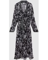reiss darcy printed midi dress REISS Darcy Print Belted Midi Dress