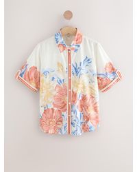 Next - Short Sleeve Button Down Resort Shirt With Linen - Lyst