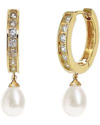 Ivory & Co. - Canterbury Crystal And Pearl Hoop Earrings - Lyst