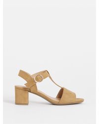 JD Williams - Tan Extra Wide Fit T-Bar Heeled Sandals - Lyst