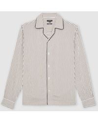 Reiss - Kemp Stripe Cuban-Collar Piped Shirt - Lyst