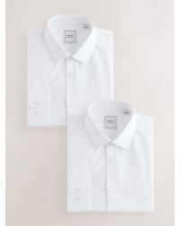 Next - Slim Fit Easy Care Long Sleeve Single Cuff Smart Shirts 2 Pack - Lyst