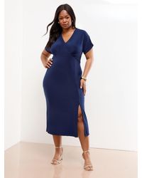 Lipsy - Curve V-Neck Jersey Short Sleeve Midi Dress - Lyst