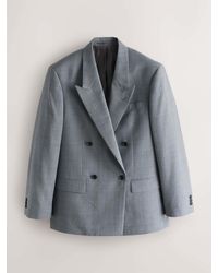 Next - Light Relaxed Fit Archive Prince Of Wales Wool Blend Double Breasted Check Suit Jacket - Lyst