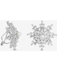 Jon Richard - Rhodium Plated Crystal And Pearl Star Clip Earrings - Lyst