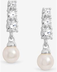 Simply Silver - Cubic Zirconia Pearl Drop Earrings - Lyst