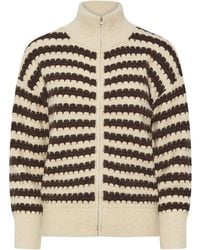 PixieGirl Petite - Scallop Stripe Zip Bomber Jacket - Lyst