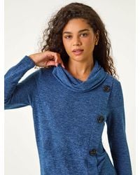Roman - Cowl Neck Buttoned Top - Lyst