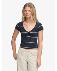 Superdry - Stripe Athletic Essentials Gatherd Pattern Short Sleeve Top - Lyst