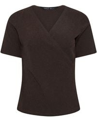 M Com - Petite Textured Wrap Top - Lyst