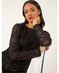 Roman - Baroque Lace Stretch Blouse - Lyst