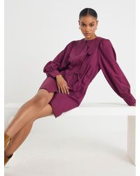 River Island - Collar Detail Belted Shirt Dress - Lyst