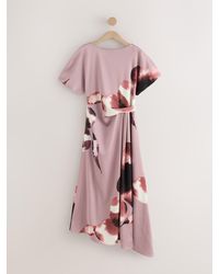 Next - Textured Satin Short Sleeve Side Hitch Midi Dress - Lyst