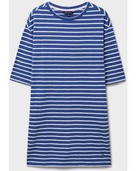 Crew - Thea Jersey 3/4 Sleeve Stripe 100% Cotton Dress - Lyst