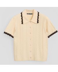 Threadbare - Cable Scallop Trim Polo Knitted Top - Lyst