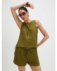 River Island - Linen Blend Pull On Shorts - Lyst