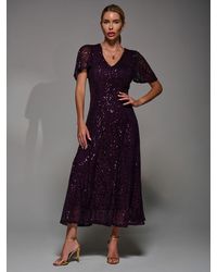 Jolie Moi - Sequin Angel Sleeve Fit & Flare Midaxi Dress - Lyst