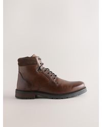 Next - Leather Zip-Up Borg Lined Boots - Lyst