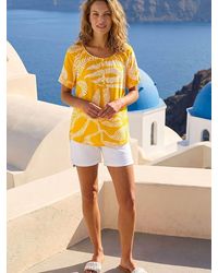 Roman - Leaf Print Button Detail Top - Lyst