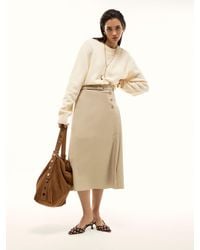 River Island - Belted Wrap Pleated Midi Skirt - Lyst
