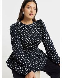 Simply Be - Printed Voile Long Sleeve Shirred Blouse - Lyst