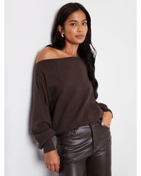 Threadbare - Chocolate Slash Neck Knitted Jumper - Lyst