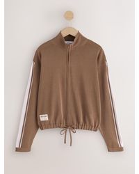 Next - Chocolate Side Stripe Lightweight Funnel Neck Zip Jacket - Lyst
