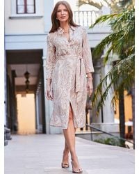 Sosandar - Paisley Print Linen Blend Shirt Dress - Lyst