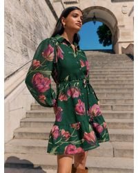 Friends Like These - Long Sleeve V-Neck Button Shirt Mini Dress - Lyst