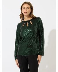 M Com - Sequin 3 Slash Neck Top - Lyst