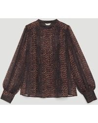 Hush - Naomi Leopard Metallised Fibre Chiffon Blouse - Lyst