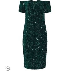 M Com - Petite Sequin Velvet Notch Neck Shift Dress - Lyst