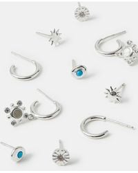 Accessorize - Tone Sterling Stone Stud & Hoop Earrings 5 Pack - Lyst