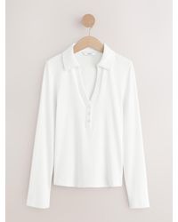 Next - Henley Long Sleeve Button Down Top - Lyst