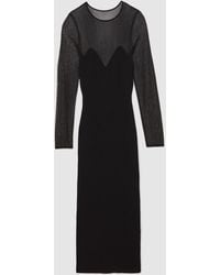 Reiss - Mesh Rib-Knit Sweetheart Midi Dress - Lyst
