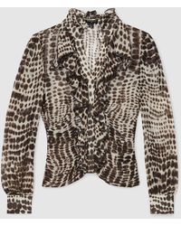 ATELIER - Silk-Blend Ruffled Blouse - Lyst