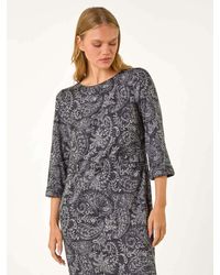 Roman - Paisley Button Detail Shift Dress - Lyst