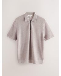 Next - Regular Fit Signature 100% Merino Wool Textured Short Sleeve Quarter Zip Knit Polo Shirt - Lyst
