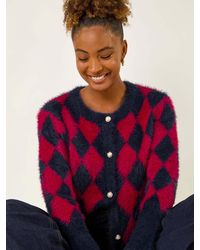 Roman - Checkered Buttoned Cardigan - Lyst