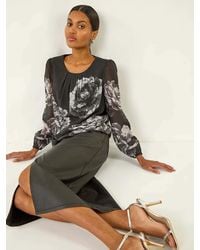 Roman - Floral Print Sequin Blouse - Lyst