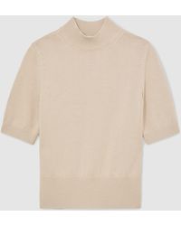 Reiss - Aria Cotton And Wool Funnel-Neck Knit Top - Lyst