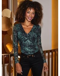 Sosandar - Leopard Print Mesh Top - Lyst