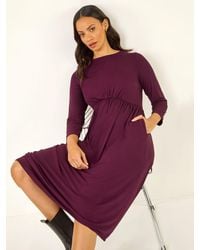 Roman - Gathered Pocket Stretch Midi Dress - Lyst