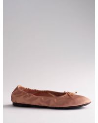 The Set - Satin Round Toe Bow Ballet Flats - Lyst