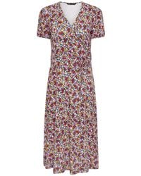 M Com - Petite Floral Midi Wrap Dress - Lyst