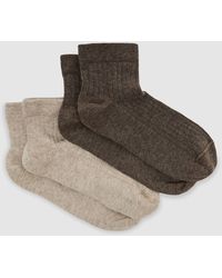 Reiss - Becci - Taupe Brown 2-pack Cotton-blend Ribbed Trainer Socks, 3-5 - Lyst