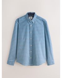 Next - Long Sleeve Check Stretch Oxford Shirt - Lyst