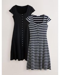 Next - Short Sleeve Jersey Button Through Maxi Dresses 2 Pack - Lyst