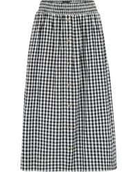 Pour Moi - Gingham 100% Cotton Deanna Shirred Waist Button Detail Woven Midi Skirt - Lyst